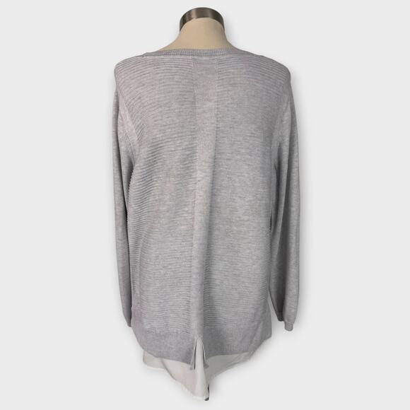 Hilary Radley XL Gray Ribbed Sweater with Blouse Look Hem - Picture 5 of 8